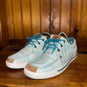 Twisted X Hooey lopers Womens Casual Comfort Loafers moc toe teal shoes‎